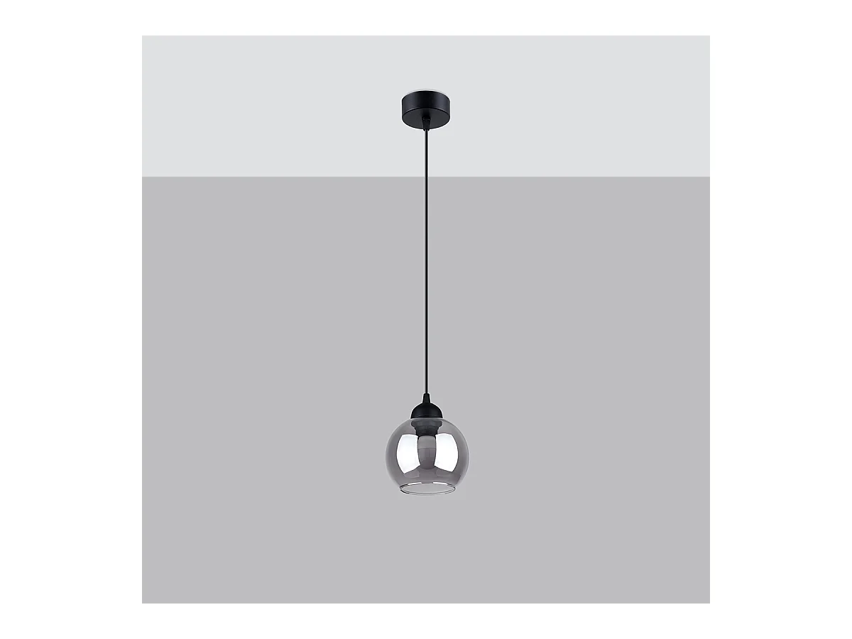 Lampy wiszące nowoczesny Zelaro, stal - 1 źródło światła 3000K - L.15 x H.130 cm - czarny