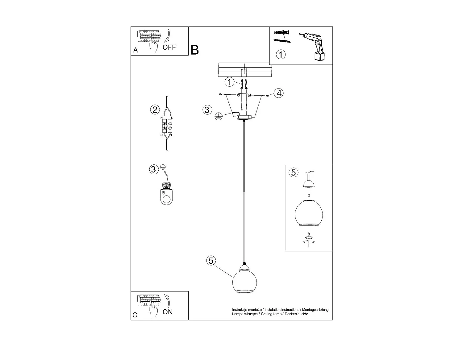 Lampes suspendues Zelaro moderne en acier - 1 sources lumineuses 3000K - L.15 x H.130 cm - noir