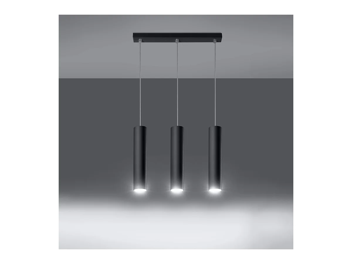 Hanglampen Toris modern van  - 3 lichtbronnen 3000K - L.45 x H.90 cm - zwart