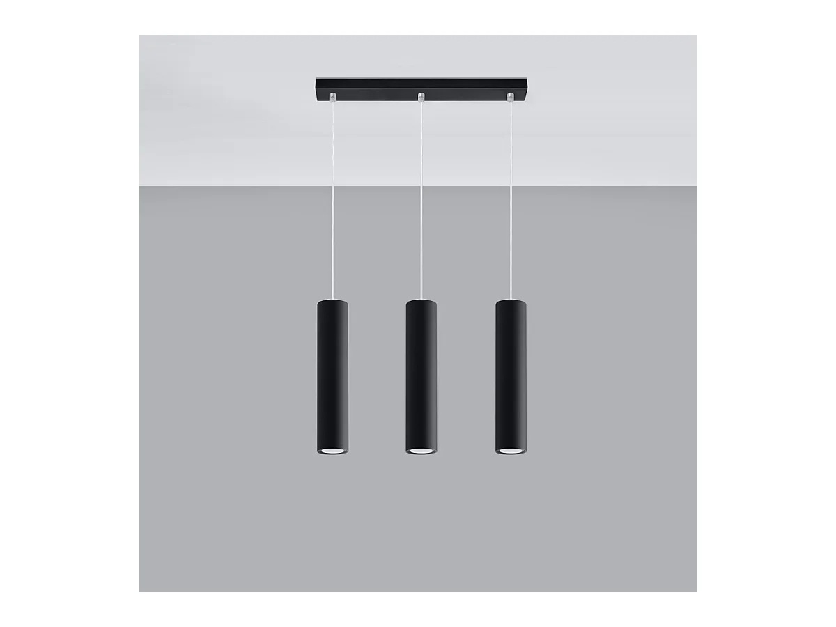 Hanglampen Toris modern van  - 3 lichtbronnen 3000K - L.45 x H.90 cm - zwart