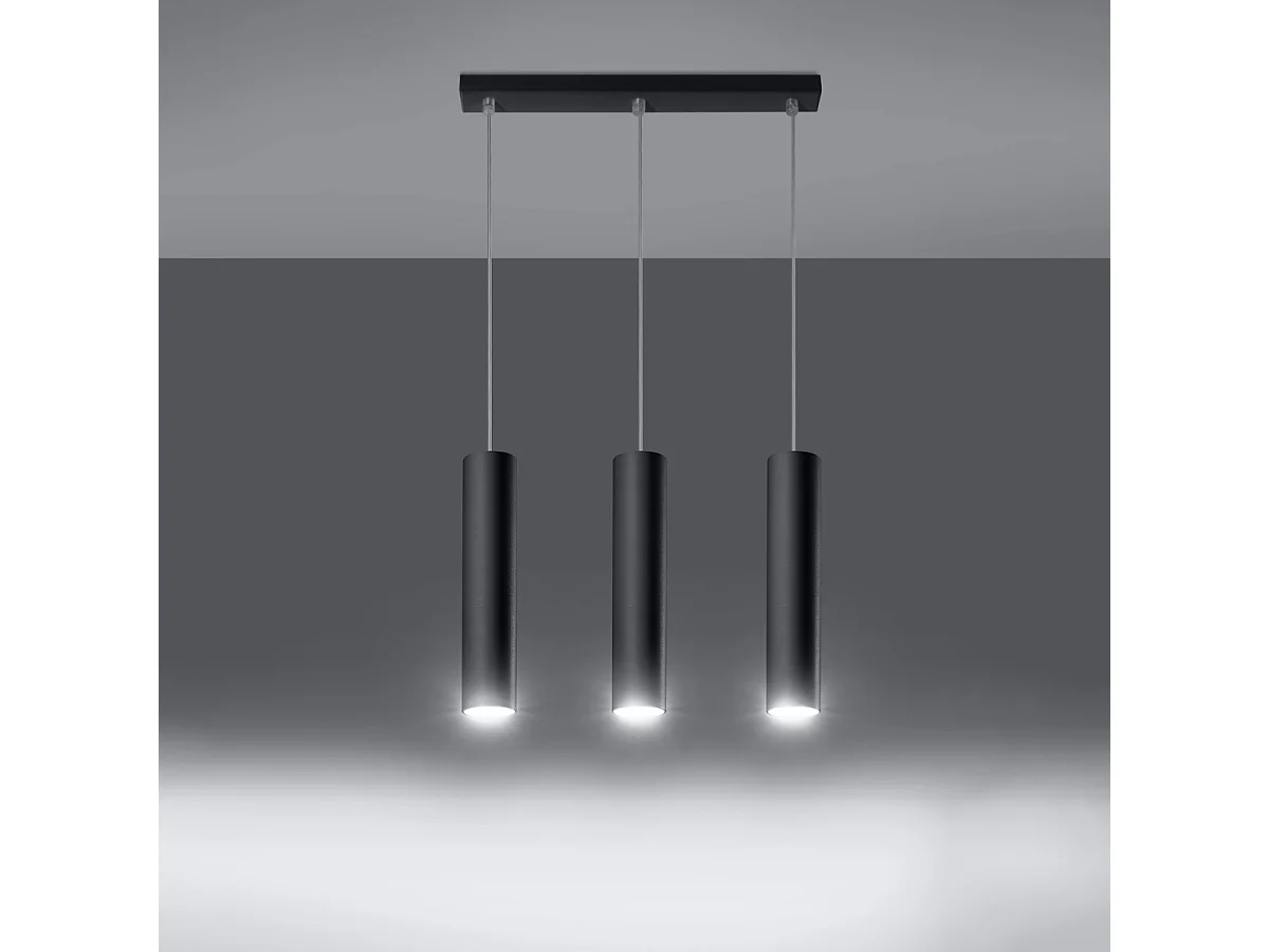 Lampes suspendues Toris moderne en acier - 3 sources lumineuses 3000K - L.45 x H.90 cm - noir