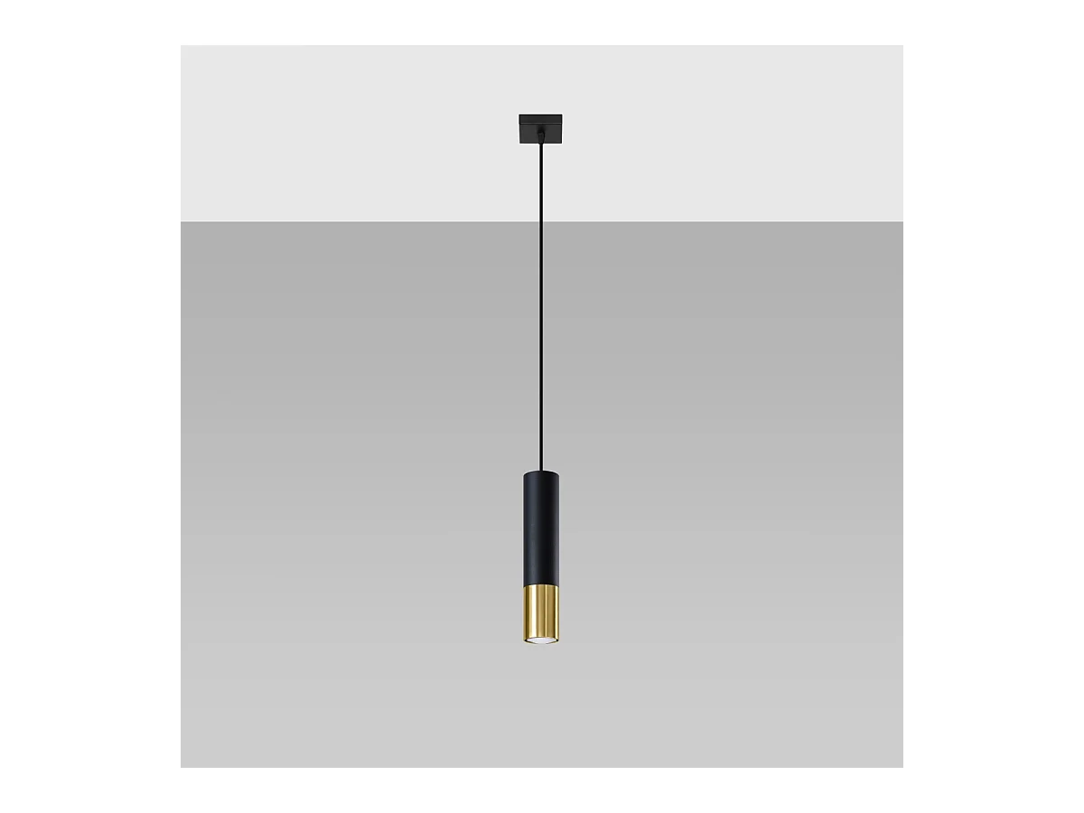 Lampy wiszące nowoczesny Zarpex, stal - 1 źródło światła 3000K - L.8 x H.100 cm - czarny/złoty