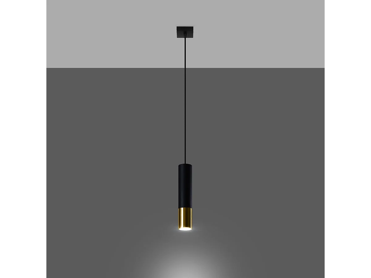 Lampes suspendues Zarpex moderne en acier - 1 sources lumineuses 3000K - L.8 x H.100 cm - or noir