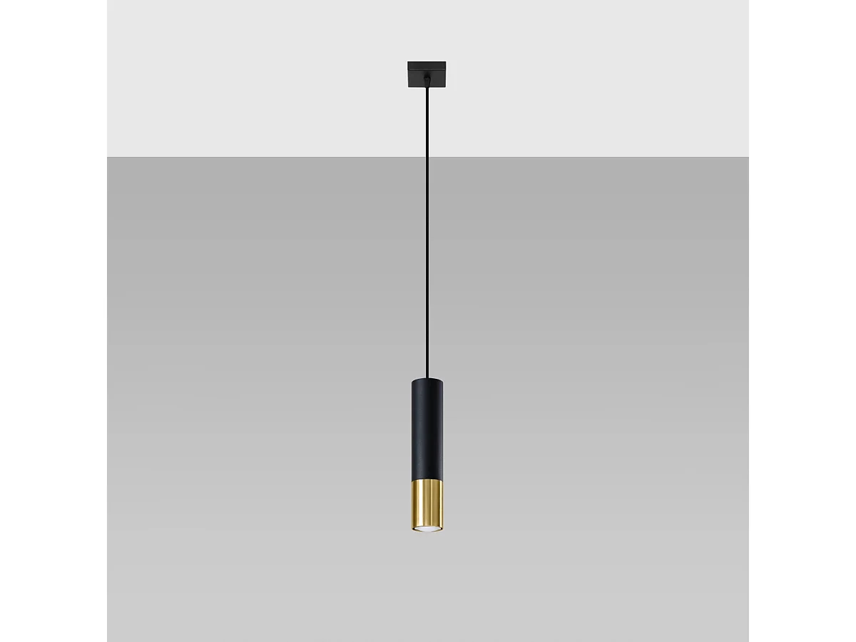 Lampes suspendues Zarpex moderne en acier - 1 sources lumineuses 3000K - L.8 x H.100 cm - or noir