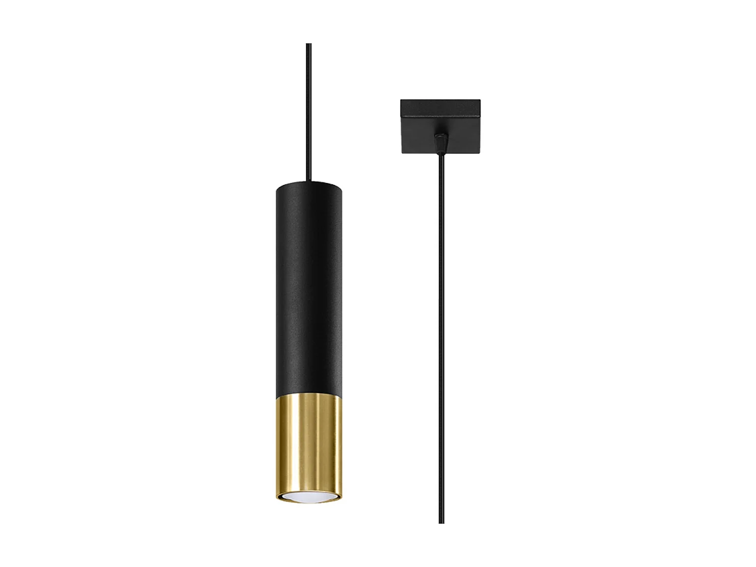 Lampes suspendues Zarpex moderne en acier - 1 sources lumineuses 3000K - L.8 x H.100 cm - or noir