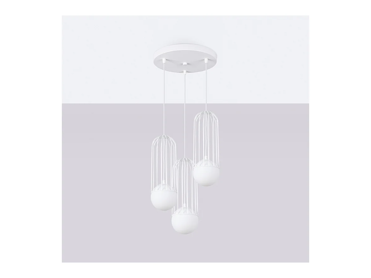 Pendentif Zynex moderne en acier - 3 sources lumineuses 4000K - L.34 x H.115 cm - blanc