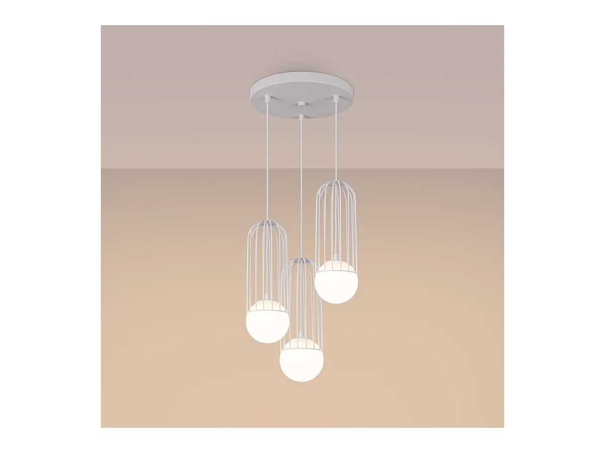 Pendentif Zynex moderne en acier - 3 sources lumineuses 4000K - L.34 x H.115 cm - blanc