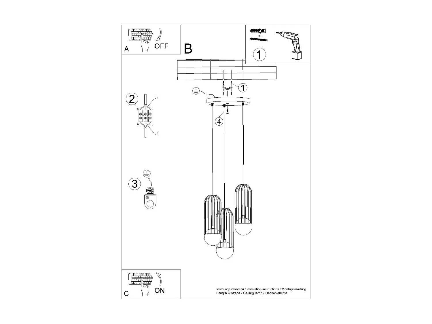 Pendentif Zynex moderne en acier - 3 sources lumineuses 4000K - L.34 x H.115 cm - blanc