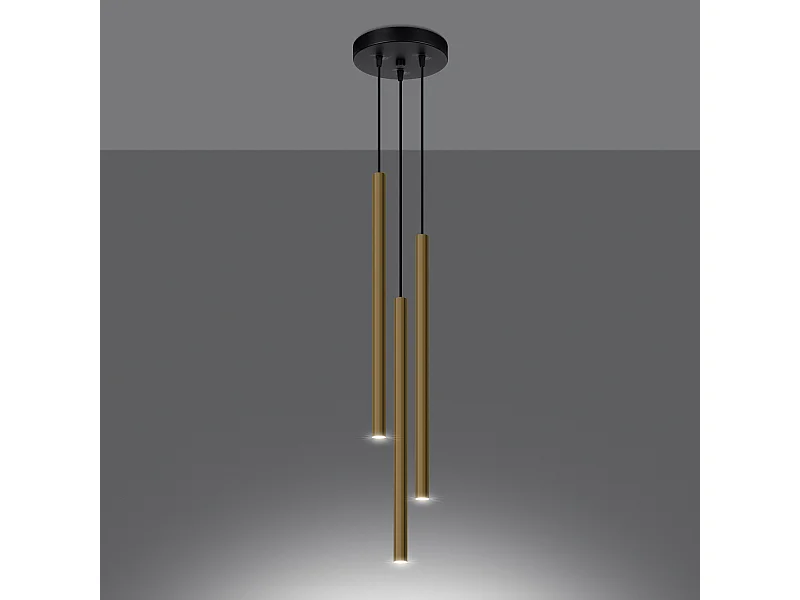 Lampade a sospensione Brill moderno di acciaio - 3 sorgenti luminose 3000K - L.20 x A.90 cm - splendore dorato