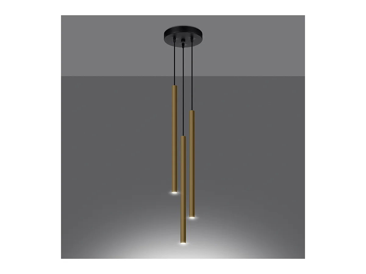 Lampy wiszące nowoczesny Brill, stal - 3 źródło światła 3000K - L.20 x H.90 cm - złoty połysk