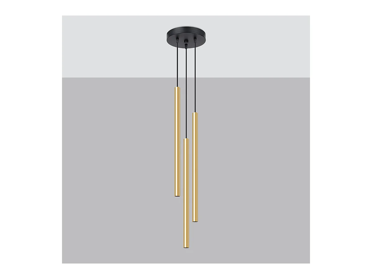 Lampy wiszące nowoczesny Brill, stal - 3 źródło światła 3000K - L.20 x H.90 cm - złoty połysk