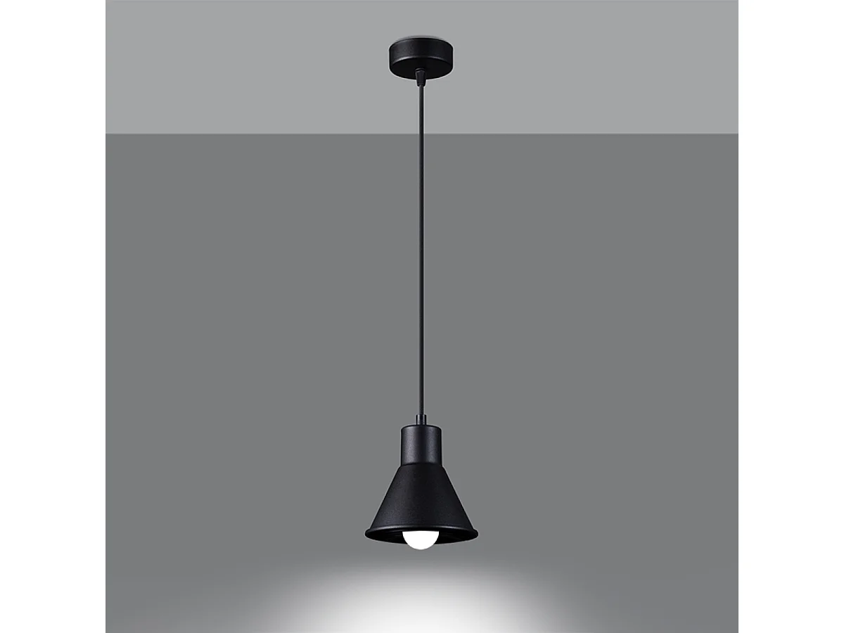 Lampes suspendues Faldura moderne en acier - 1 sources lumineuses 3000K - L.14 x H.120 cm - noir