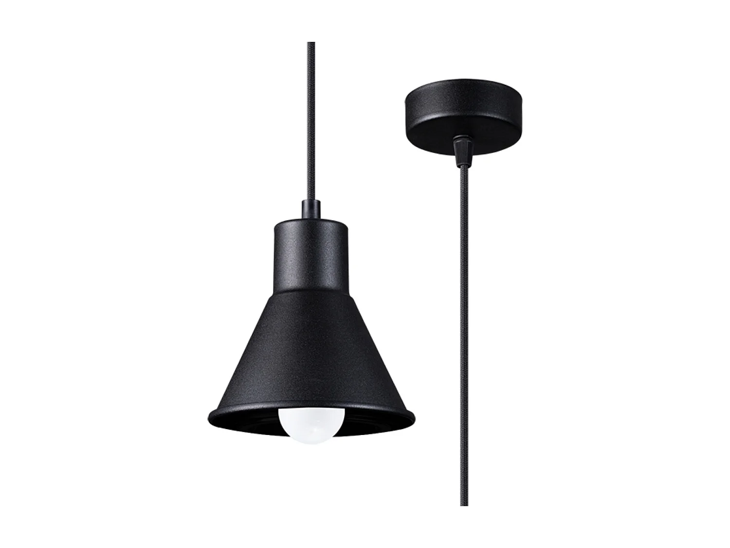Lampes suspendues Faldura moderne en acier - 1 sources lumineuses 3000K - L.14 x H.120 cm - noir