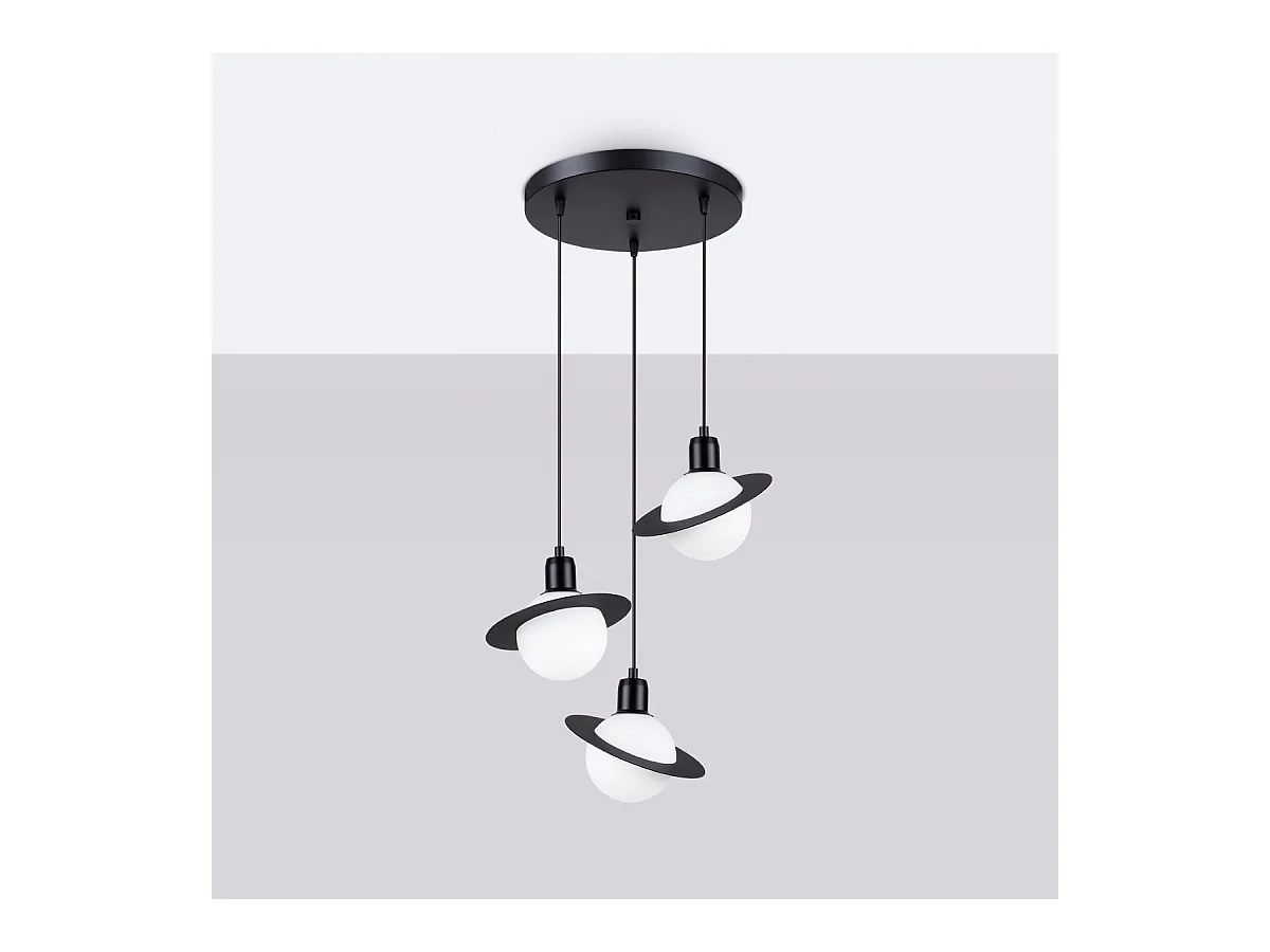 Hanglampen Gloxo modern van  - 3 lichtbronnen 3000K - L.32 x H.120 cm - zwart