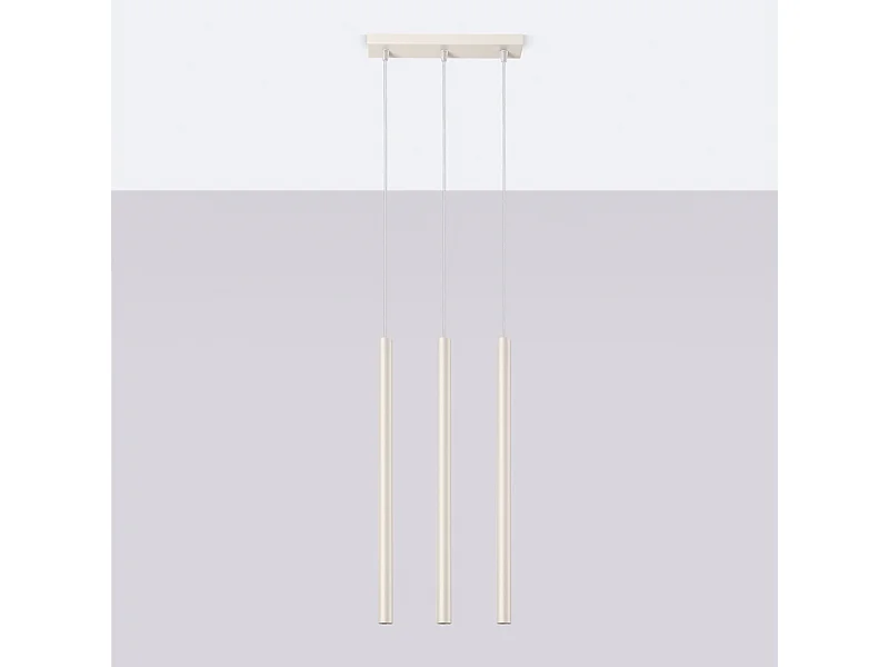 Lampe à suspension Brill moderne en acier - 3 sources lumineuses 4000K - L.30 x H.94 cm - beige