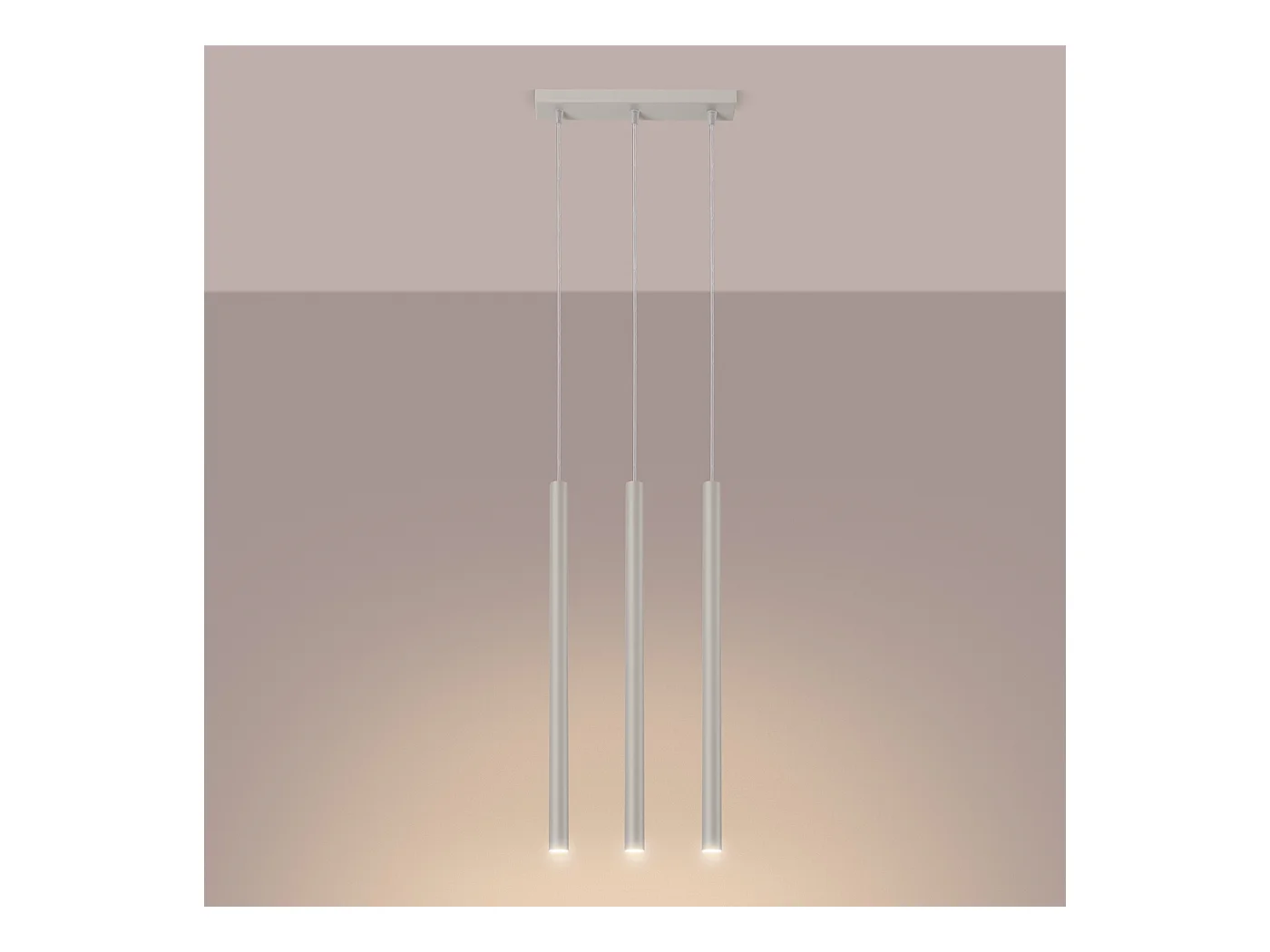 Lampe à suspension Brill moderne en acier - 3 sources lumineuses 4000K - L.30 x H.94 cm - beige