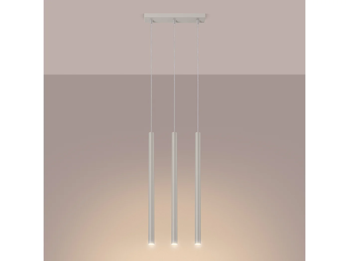 Lampe à suspension Brill moderne en acier - 3 sources lumineuses 4000K - L.30 x H.94 cm - beige