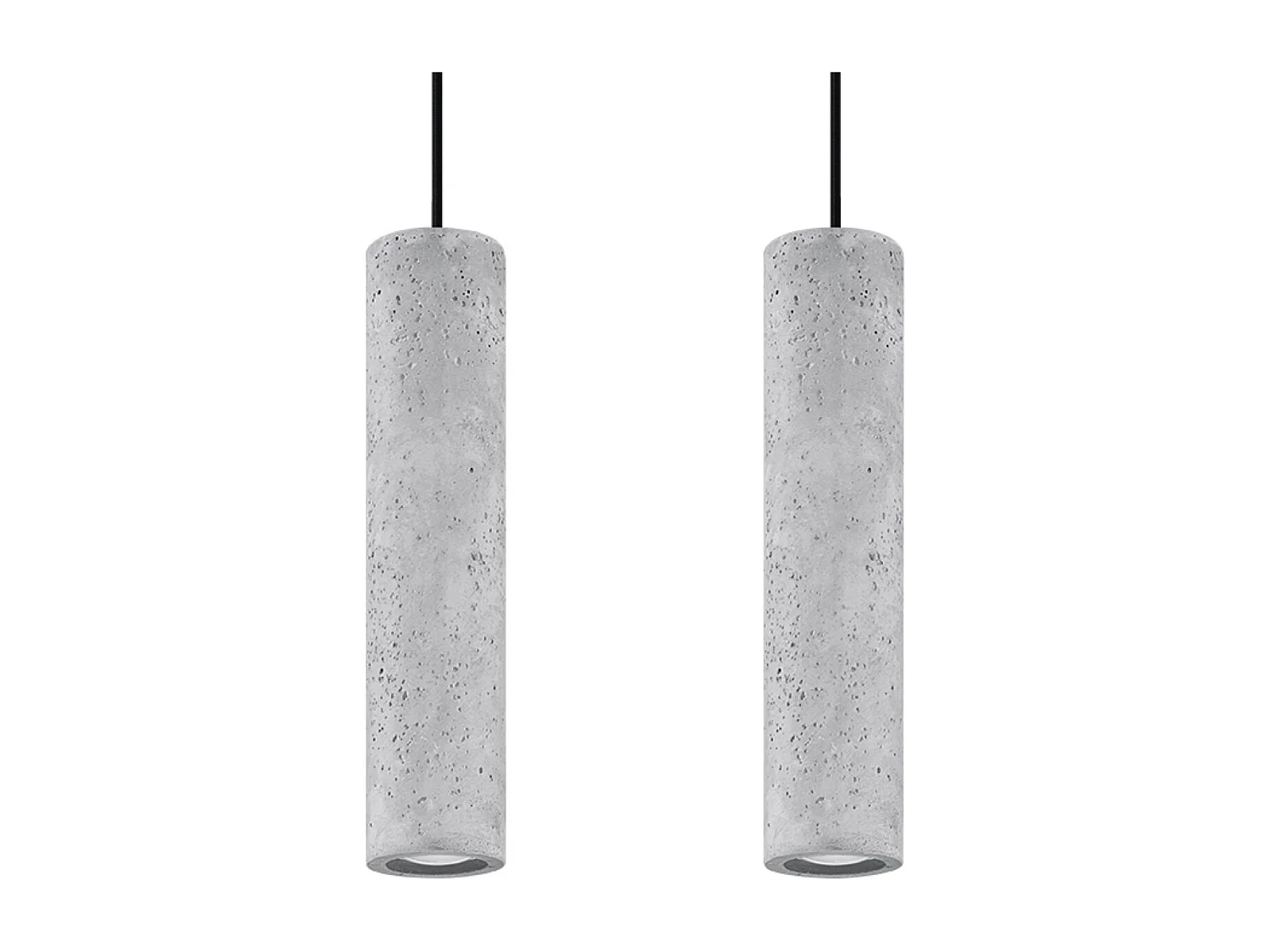 Lampes suspendues Solvix industriel en béton - 2 sources lumineuses 4000K - L.30 x H.90 cm - gris