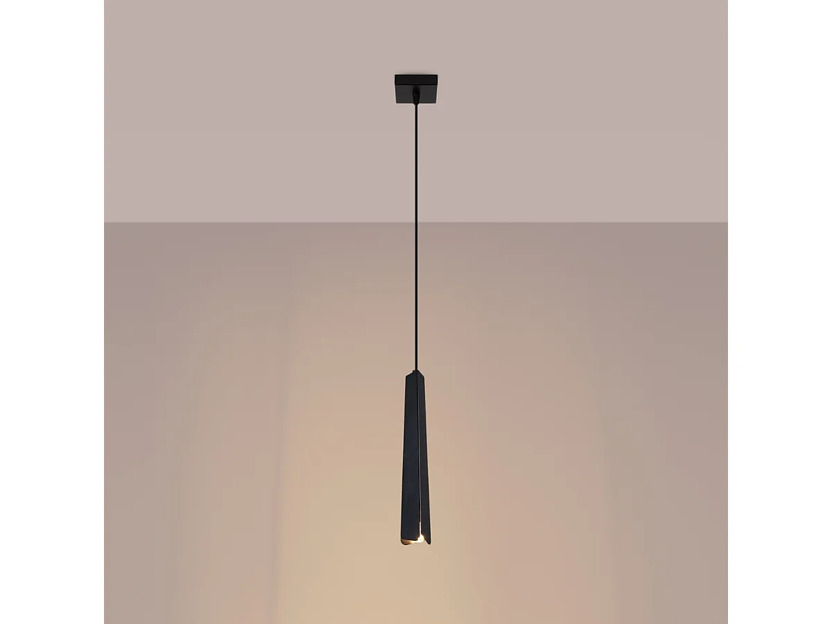 Lampy wiszące skandynawski Astel, stal - 1 źródło światła 3000K - L.8 x H.120 cm - czarny