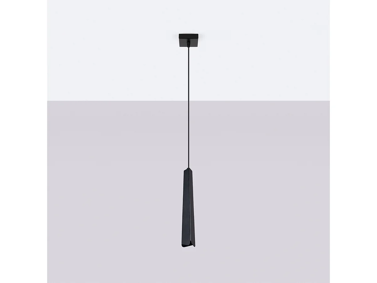 Lampade a sospensione Astel scandinavo di acciaio - 1 sorgenti luminose 3000K - L.8 x A.120 cm - nero