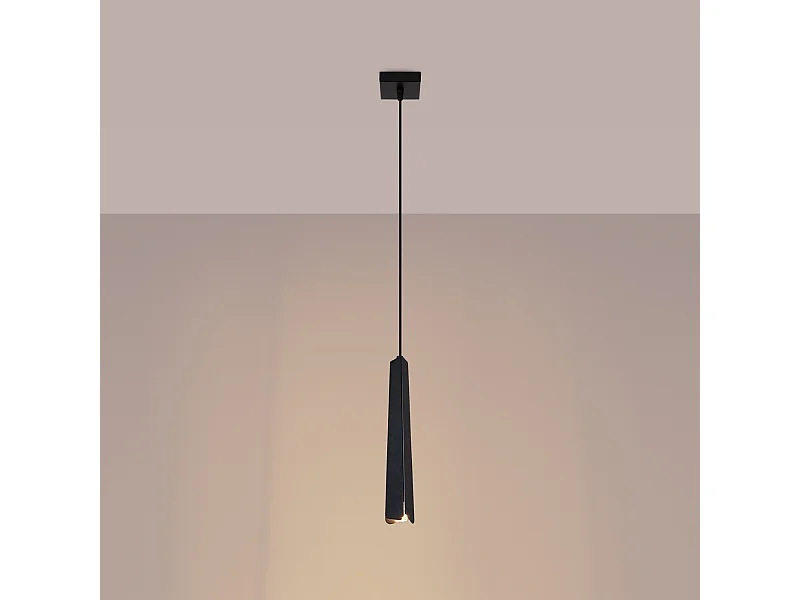 Hanglampen Astel Scandinavisch van  - 1 lichtbronnen 3000K - L.8 x H.120 cm - zwart