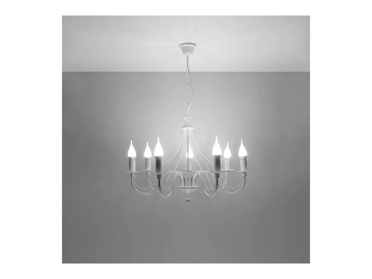 Lustres Vivow moderno, aço - 7 fontes de luz 4000K - L.60 x H.80 cm - branco