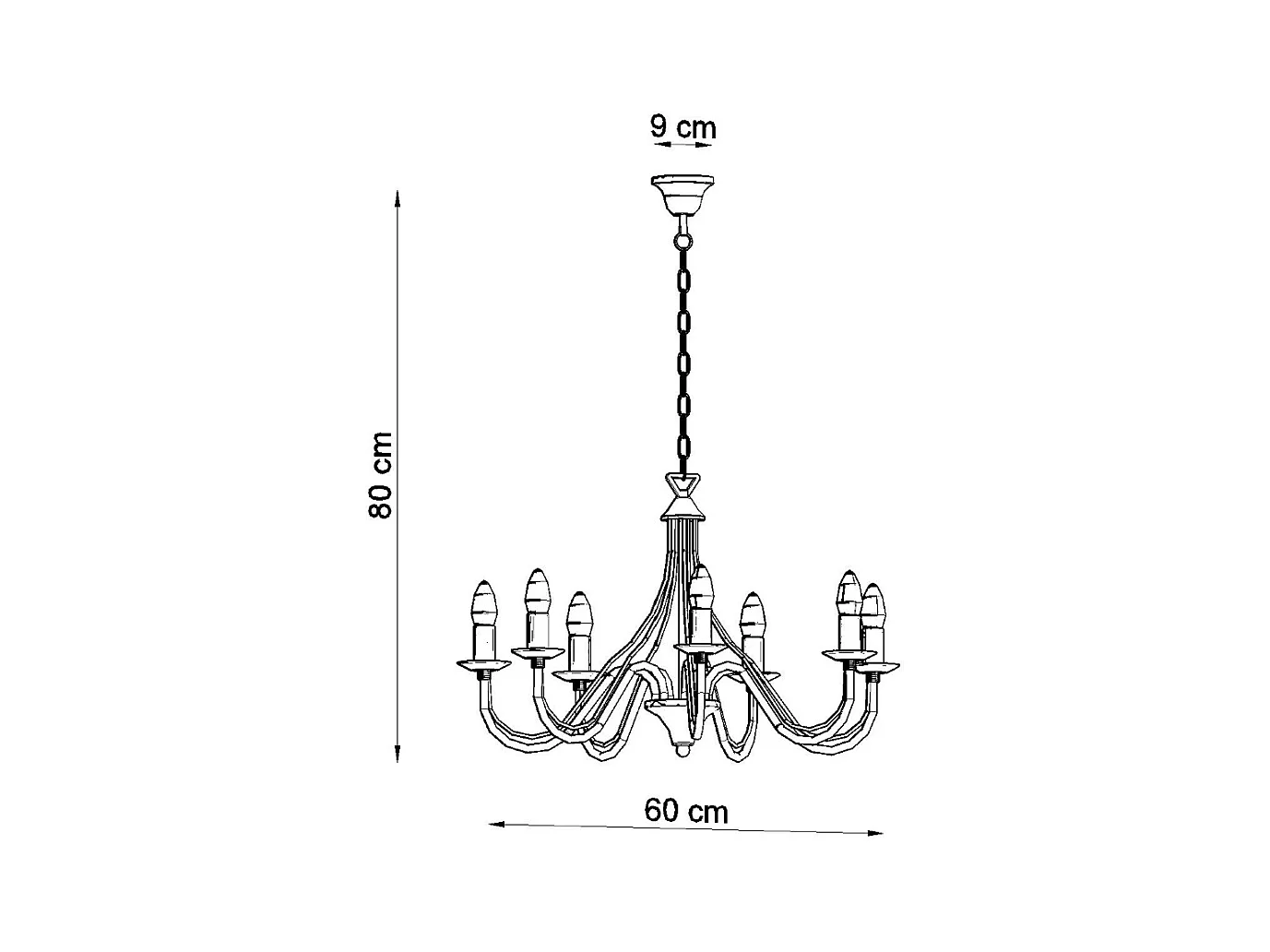 Lustres Vivow moderno, aço - 7 fontes de luz 4000K - L.60 x H.80 cm - branco