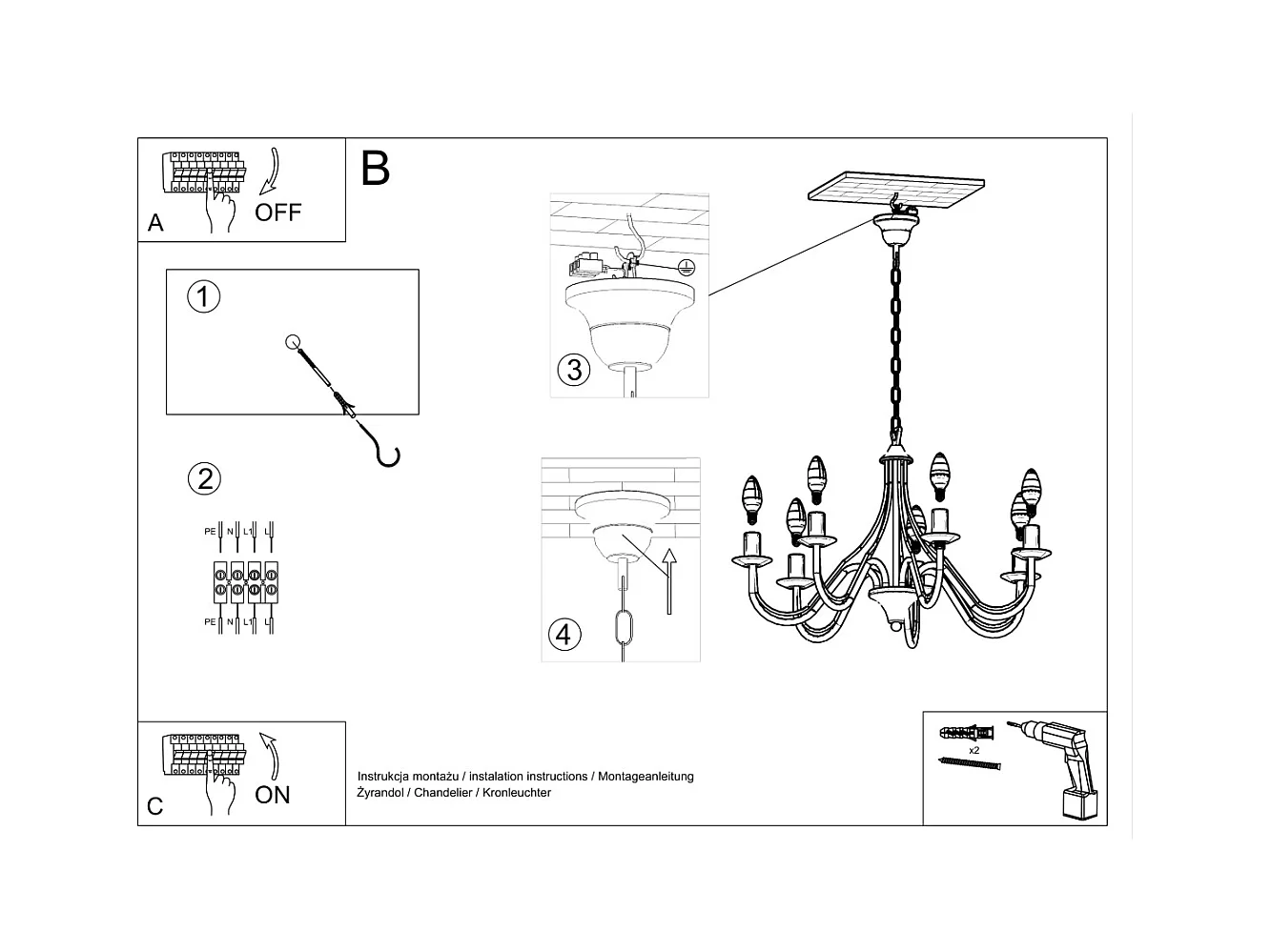 Lustres Vivow moderno, aço - 7 fontes de luz 4000K - L.60 x H.80 cm - branco