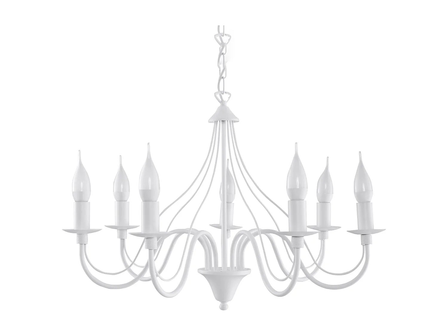 Lustres Vivow moderne en acier - 7 sources lumineuses 4000K - L.60 x H.80 cm - blanc