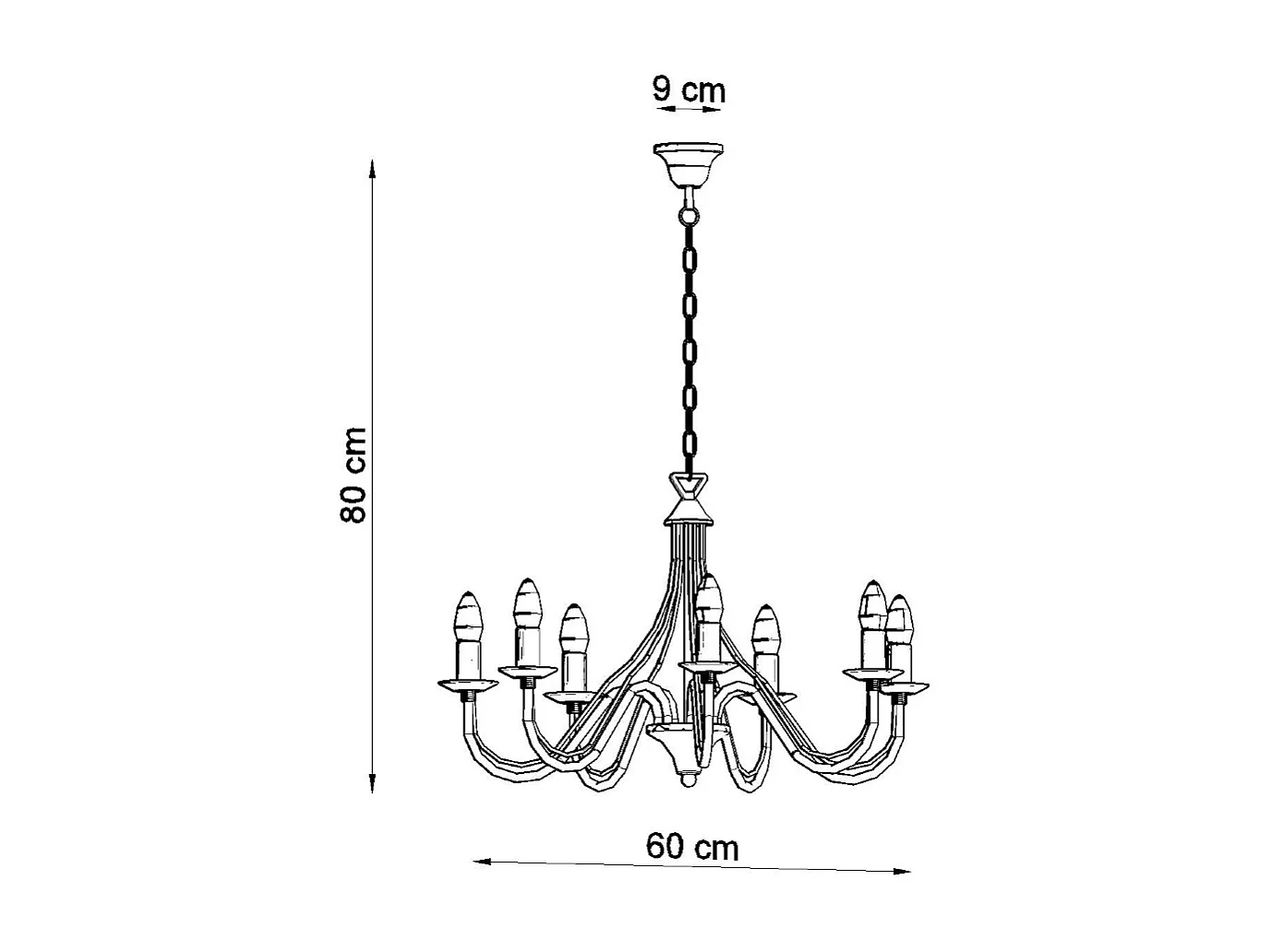 Lustres Vivow moderne en acier - 7 sources lumineuses 4000K - L.60 x H.80 cm - blanc