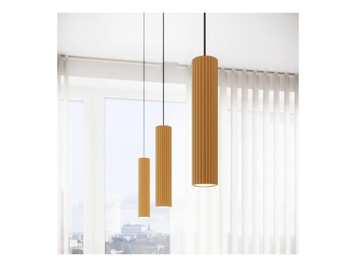 Hanglamp Gloow minimalistisch van  - 1 lichtbronnen 3000K - L.8 x H.118 cm - gouden