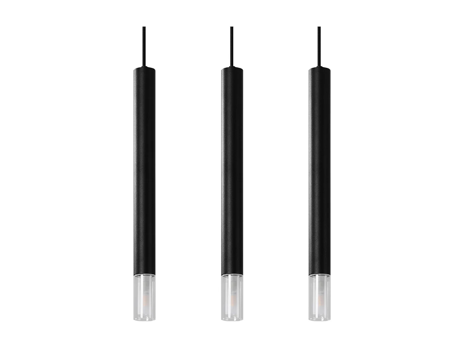 Lampes suspendues Eclim moderne en acier/verre - 3 sources lumineuses 4000K - L.45 x H.120 cm - noir