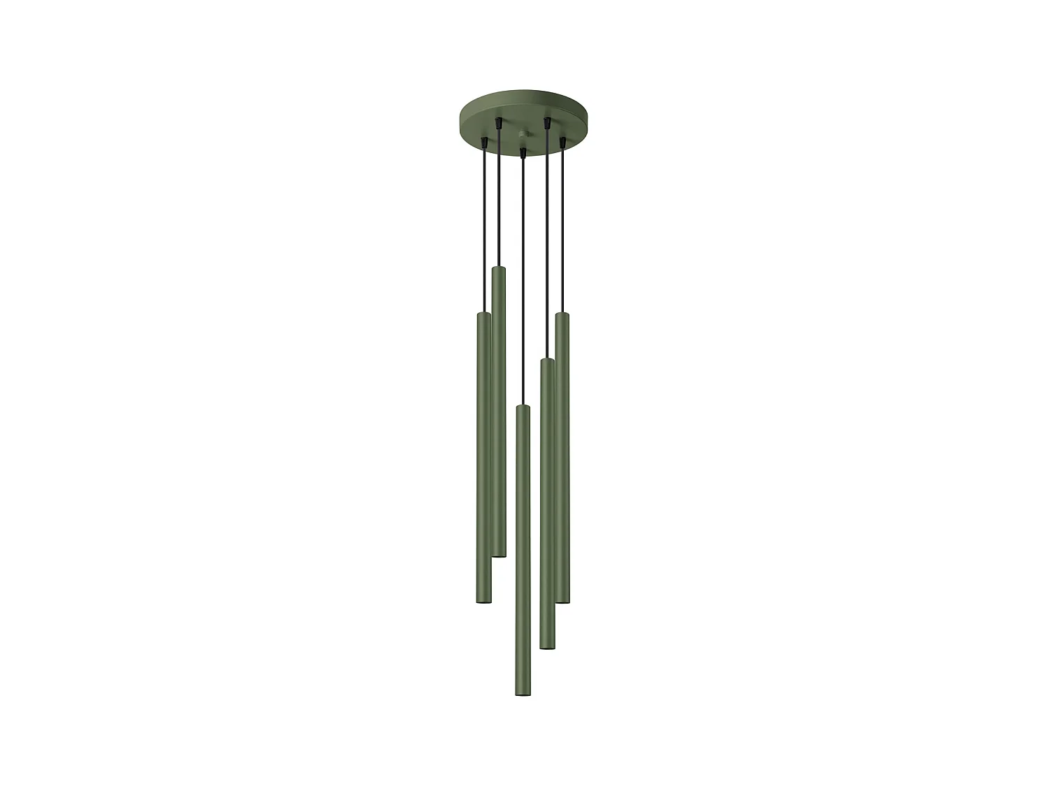 Lampada a sospensione Brill moderno di acciaio - 5 sorgenti luminose 4000K - L.25 x A.104 cm - verde oliva