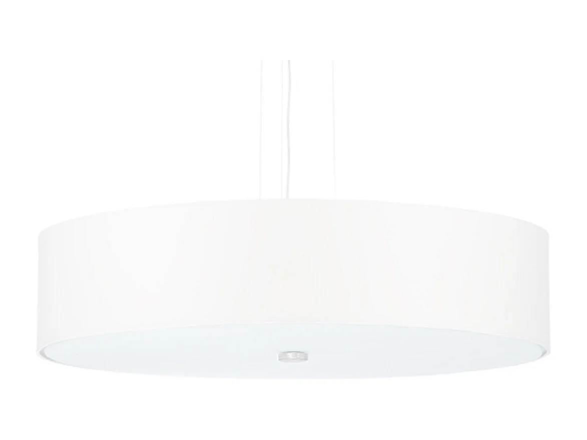 Żyrandole minimalistyczny Kalmaris, tkanina/szkło/stal - 5 źródło światła 3000K - L.50 x H.102 cm - biały