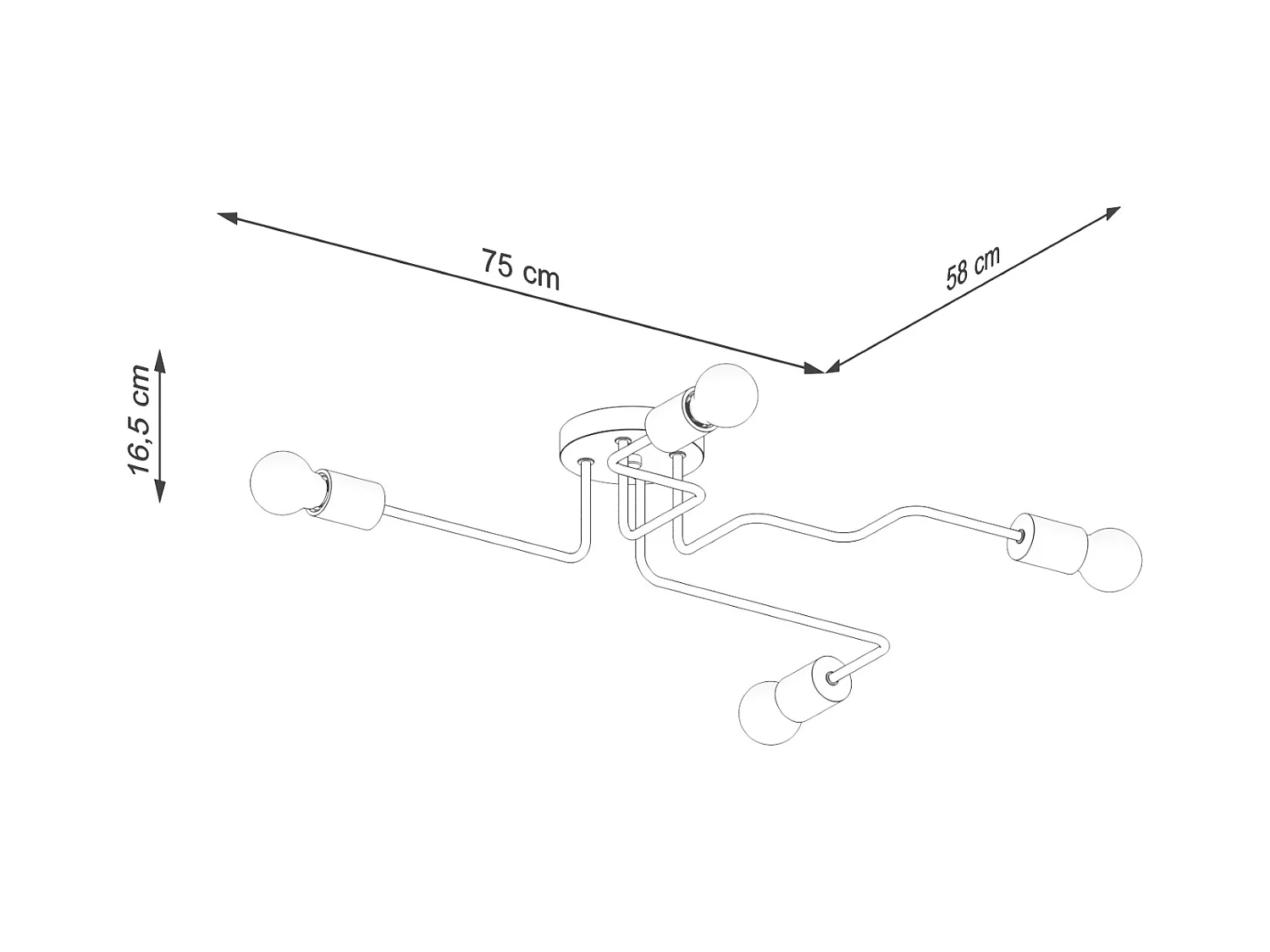 Kronleuchter Zimbo Dachboden aus  Stahl/Holz - 4 lichtquellen 4000K - L.75 x H. cm - schwarz/Naturholz