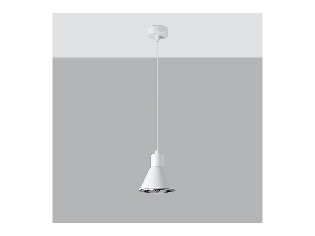 Lampade a sospensione Zylata moderno di acciaio - 1 sorgenti luminose 3000K - L.14 x A.120 cm - bianco