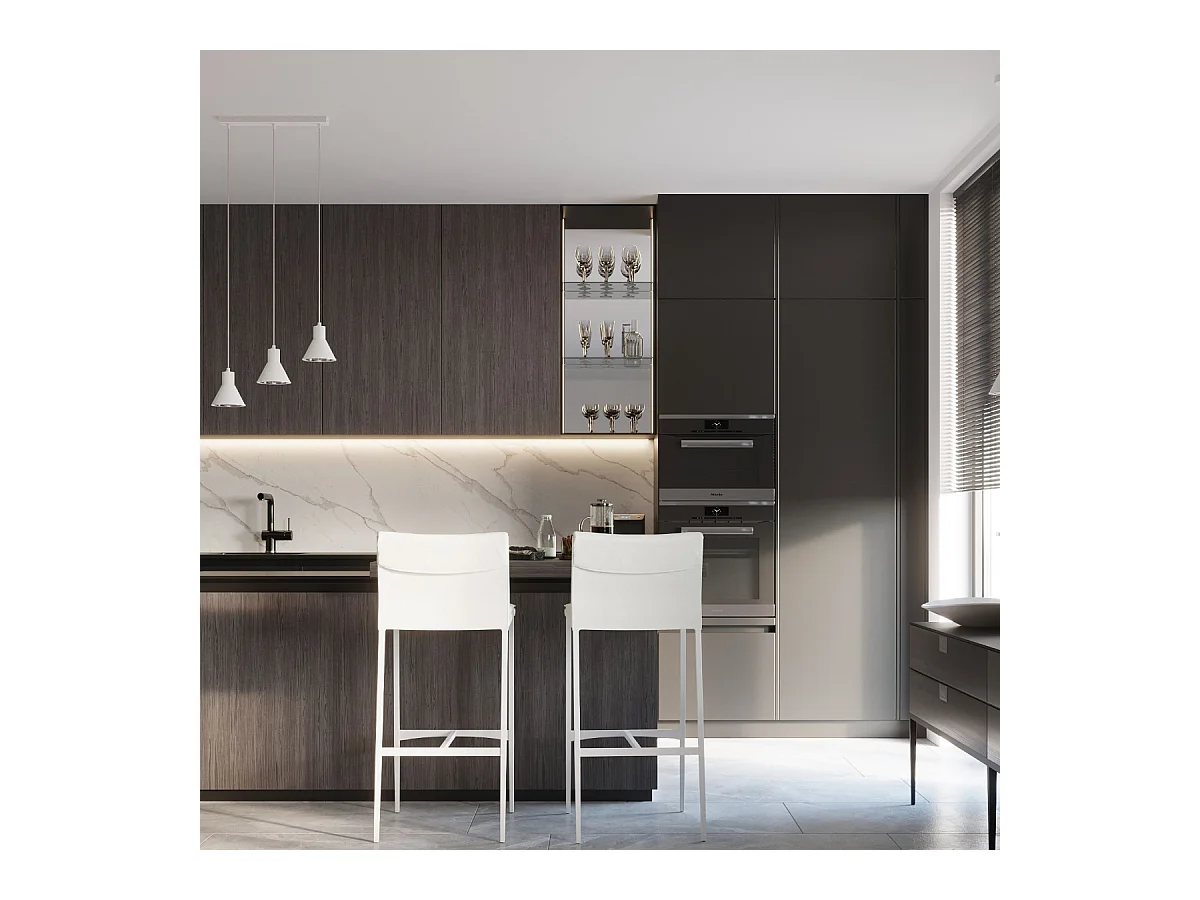 Lampade a sospensione Zylata moderno di acciaio - 1 sorgenti luminose 3000K - L.14 x A.120 cm - bianco