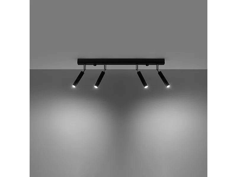 Plafonniers Astix moderne en aluminium - 4 sources lumineuses 3000K - L.60 x H.20 cm - noir