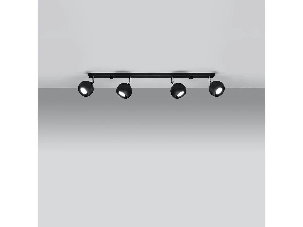 Plafondlampen Rayis modern van  - 4 lichtbronnen 3000K - L.80 x H.16 cm - zwart