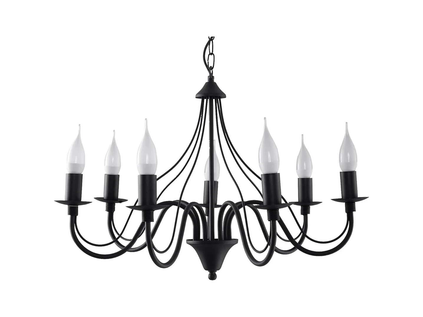 Kronleuchter Vivow modern aus  Stahl - 7 lichtquellen 3000K - L.60 x H. cm - Schwarz