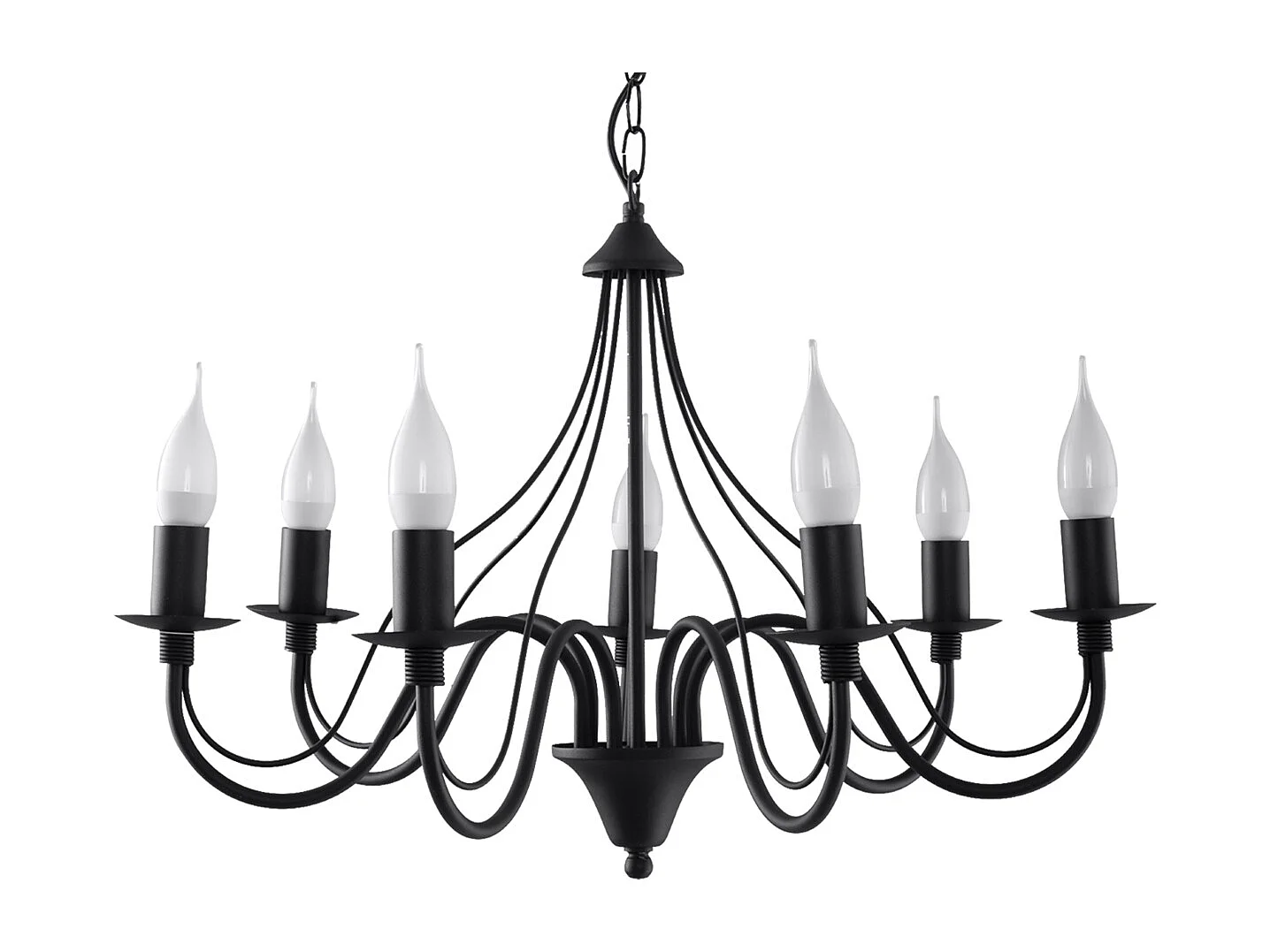 Lustres Vivow moderne en acier - 7 sources lumineuses 3000K - L.60 x H.80 cm - noir