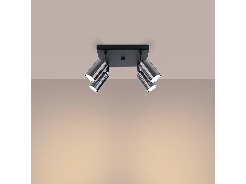 Luminárias de teto Glois moderno, aço - 4 fontes de luz 3000K - L.25 x H.19 cm - preto/cromado