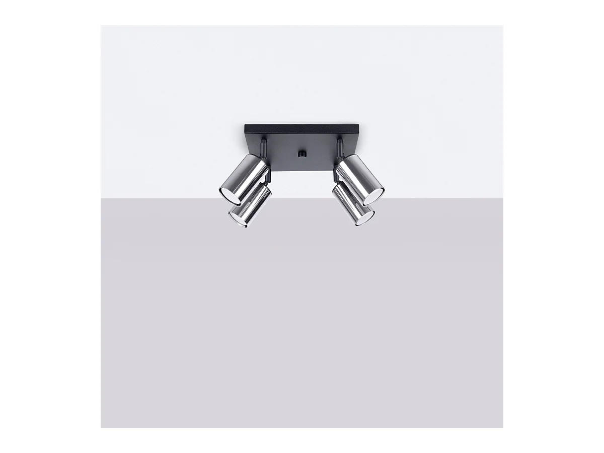 Plafony nowoczesny Glois, stal - 4 źródło światła 3000K - L.25 x H.19 cm - czarny/chrom