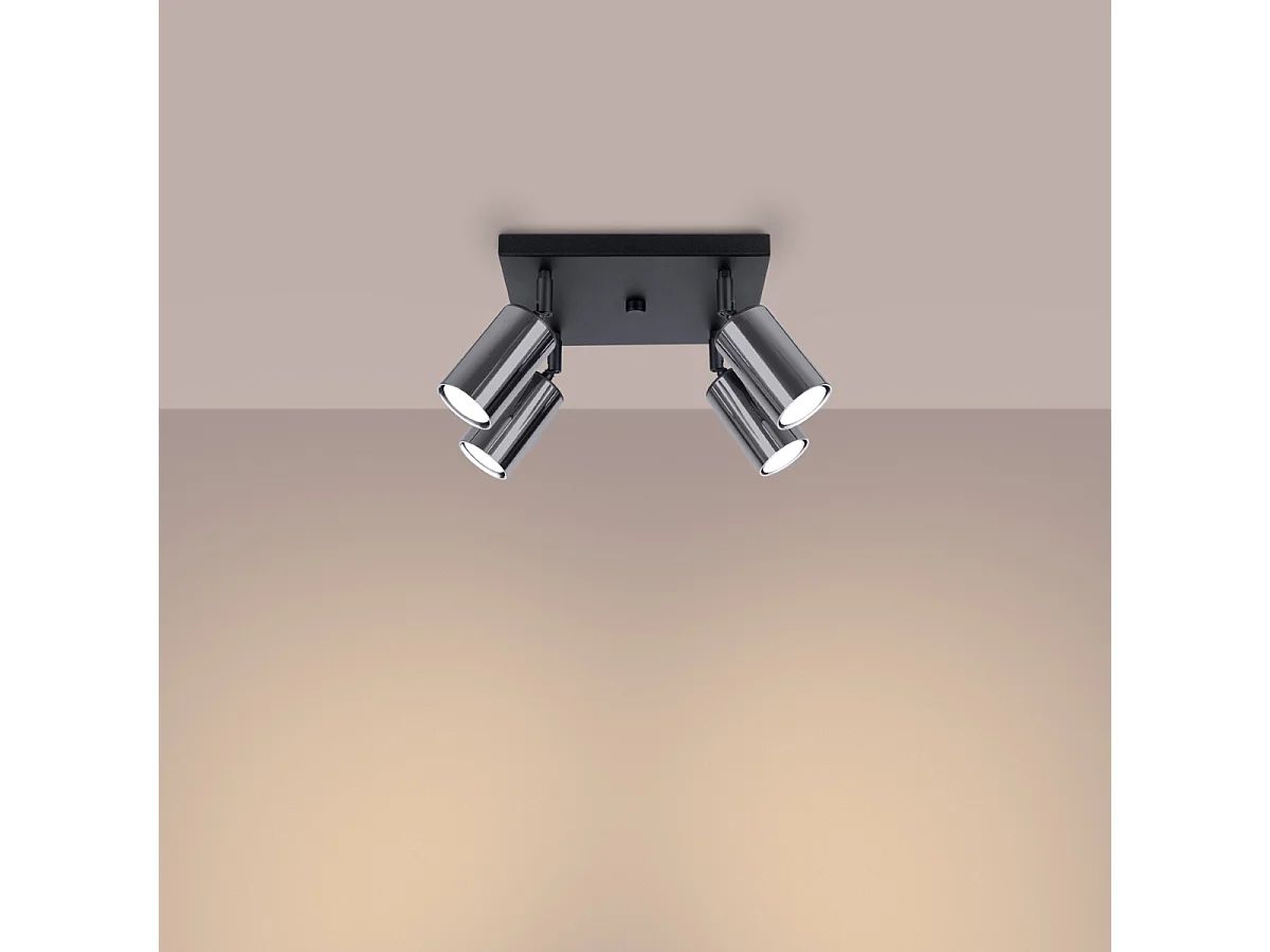 Plafonniers Glois moderne en acier - 4 sources lumineuses 3000K - L.25 x H.19 cm - noir/chromé