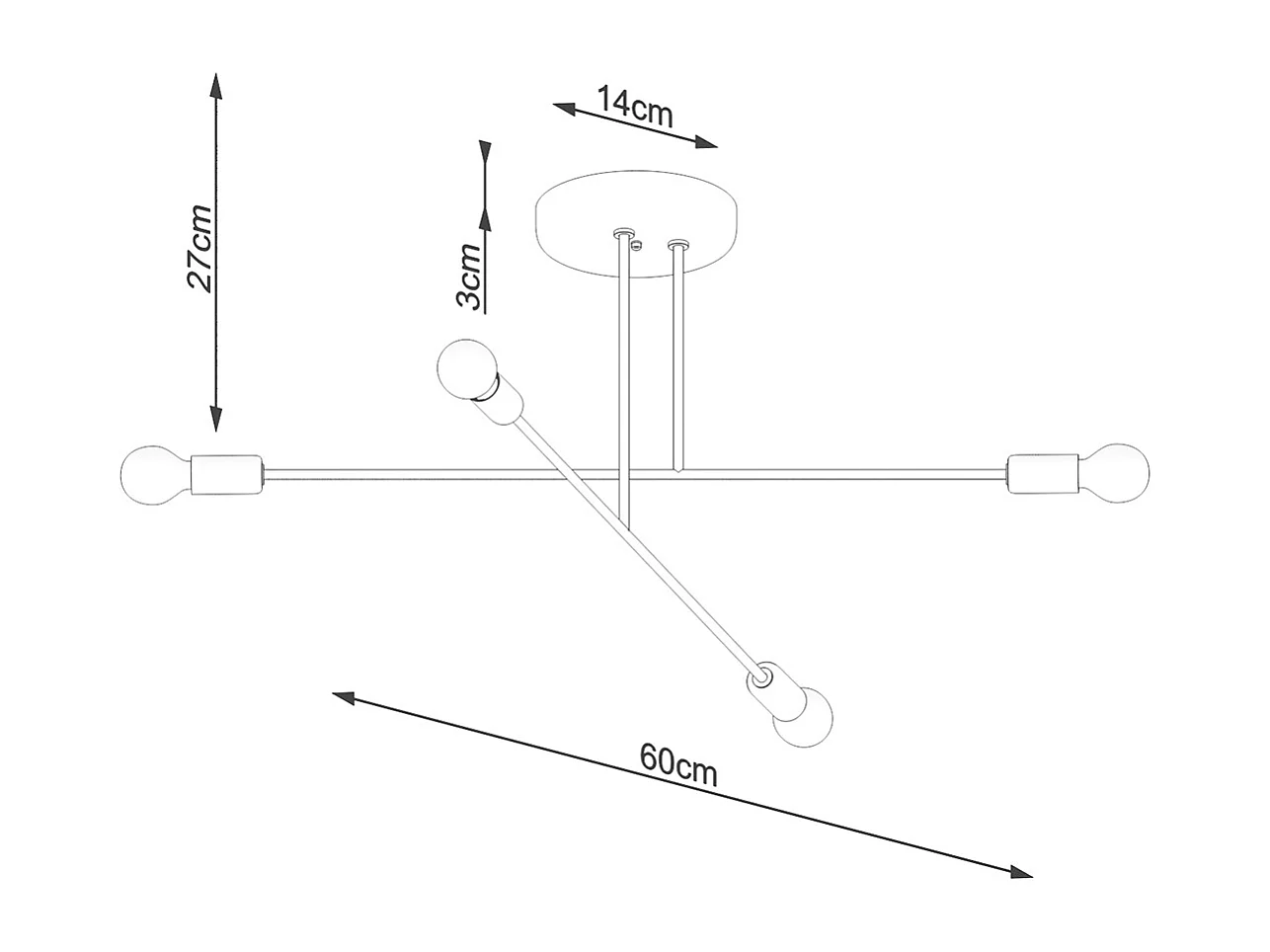 Lustres Torah moderne en acier - 4 sources lumineuses 4000K - L.60 x H.27 cm - noir