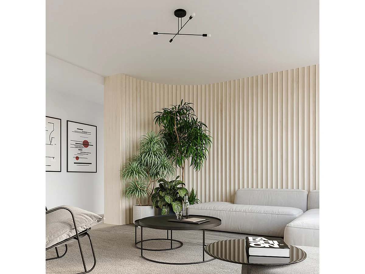 Lustres Torah moderne en acier - 4 sources lumineuses 4000K - L.60 x H.27 cm - noir