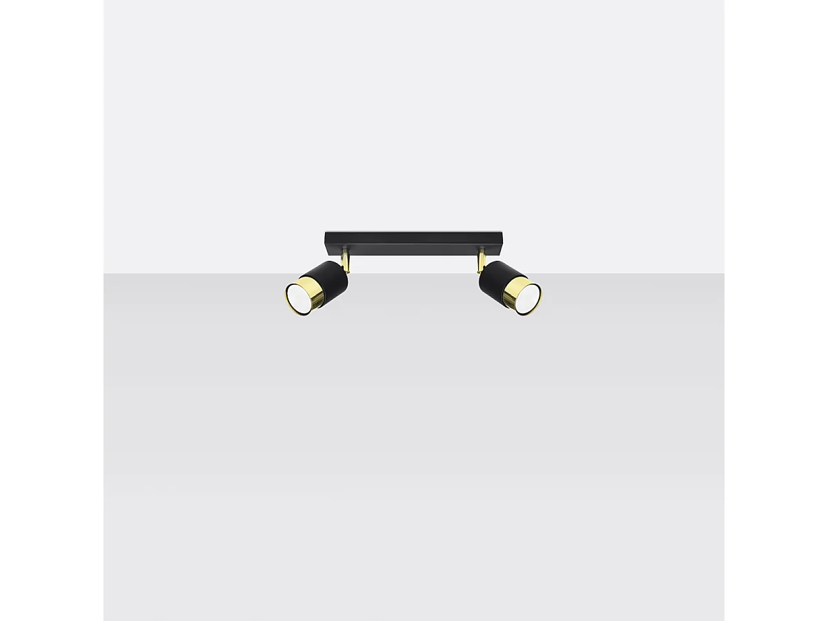 Plafondlampen Alvor modern van  - 2 lichtbronnen 3000K - L.30 x H.18 cm - zwart goud