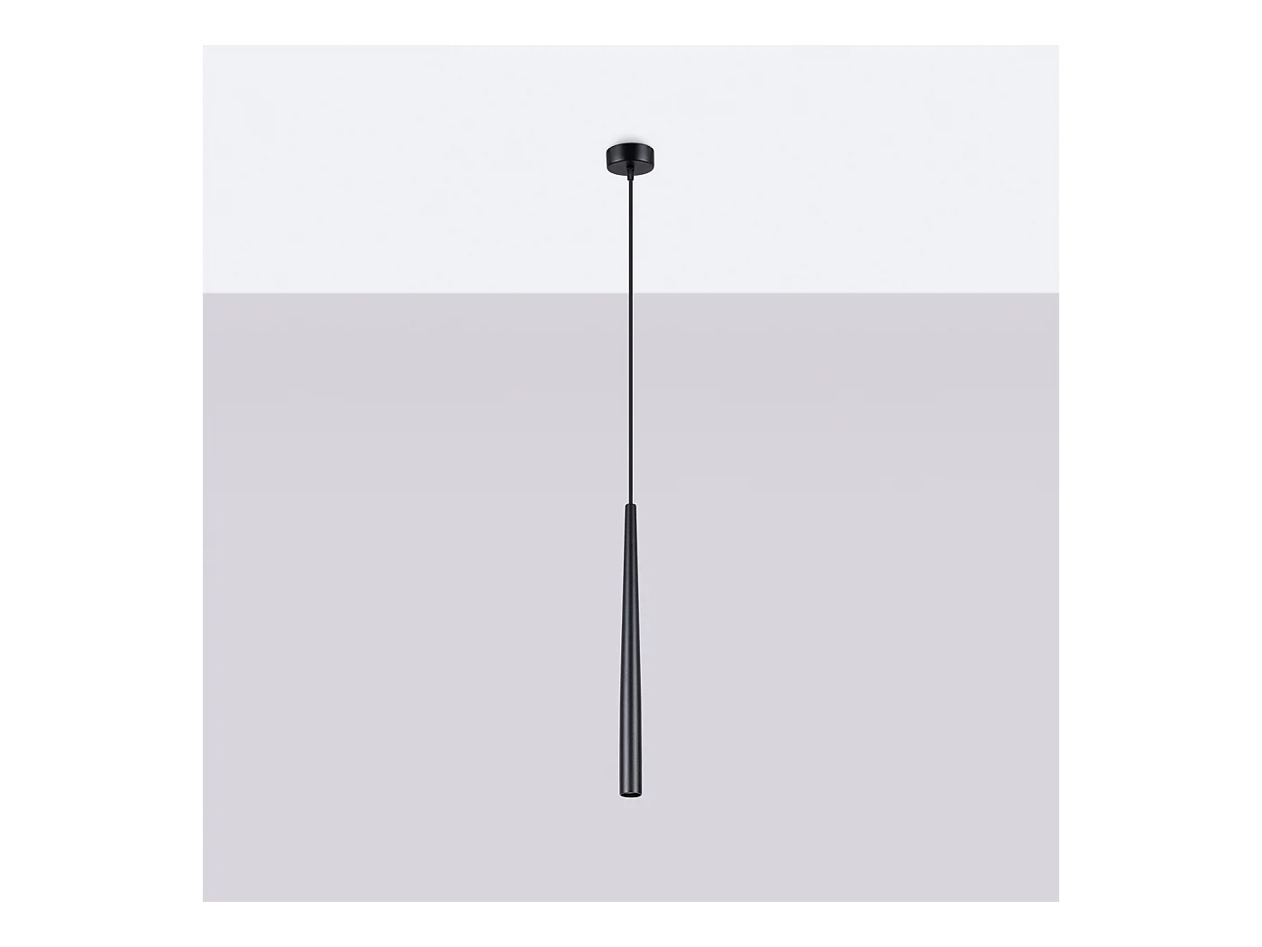 Lampa wisząca nowoczesny Euphora, stal - 1 źródło światła 4000K - L.8 x H.118 cm - czarny