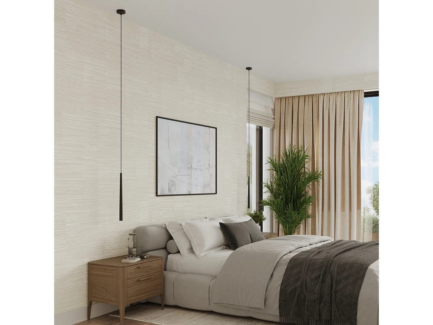 Lampada a sospensione Euphora moderno di acciaio - 1 sorgenti luminose 4000K - L.8 x A.118 cm - nero