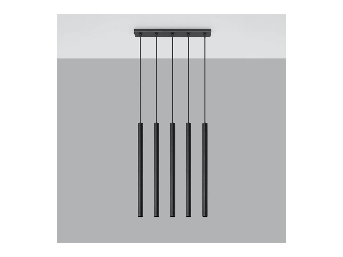 Lampy wiszące nowoczesny Brill, stal - 5 źródło światła 3000K - L.45 x H.90 cm - czarny